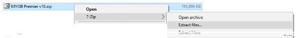 Buka zip file unduhan setup MYOB