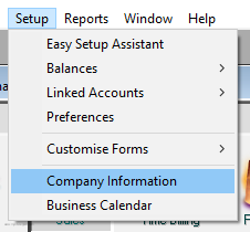 company information in abss (myob)  file