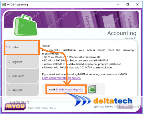 instal myob accounting