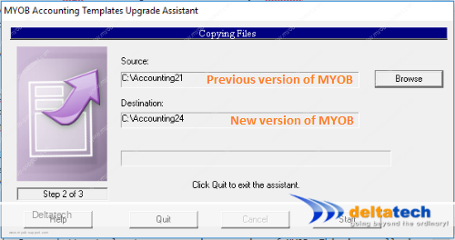 myob templates upgrade assistant