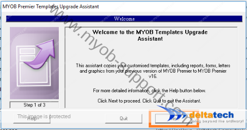 myob templates upgrade assistant