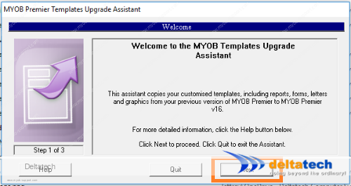 myob templates upgrade assistant