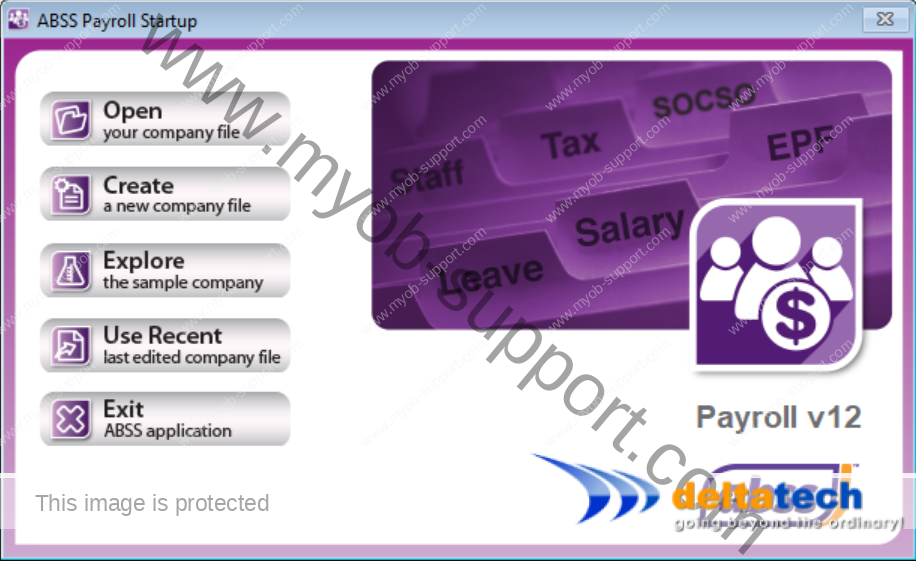 skrin selamat datang aplikasi ABSS Payroll