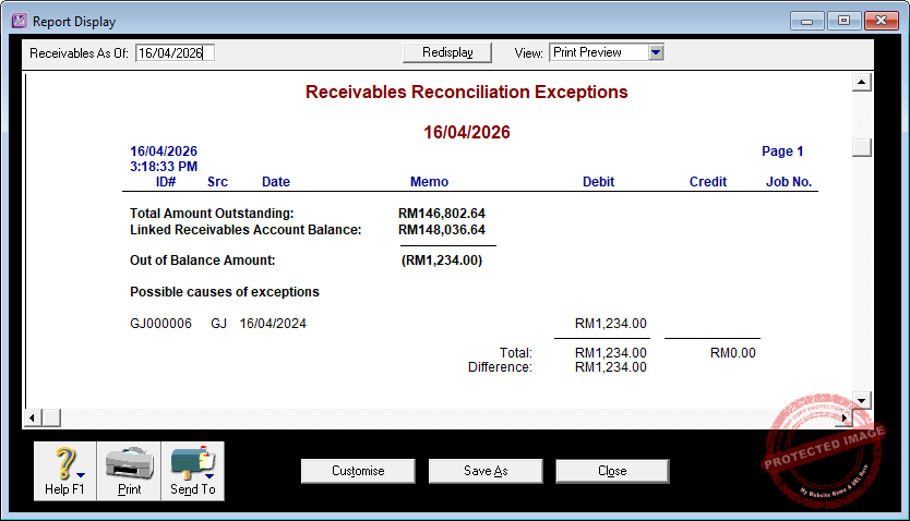 Transaction Review Exception report