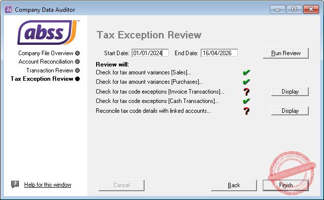 ABSS Company Data Auditor - Tax Exception Review