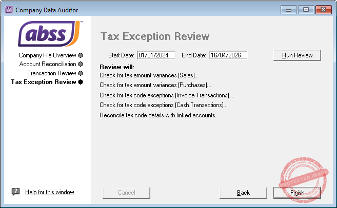 ABSS Company Data Auditor - Tax Exception Review
