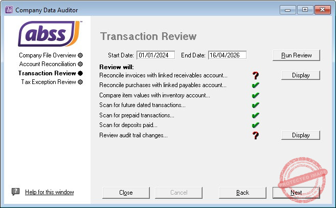 ABSS Company Data Auditor - Transaction Review