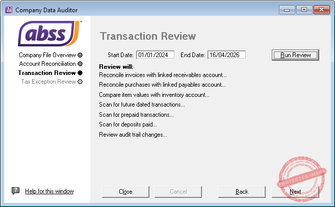 ABSS Company Data Auditor - Transaction Review